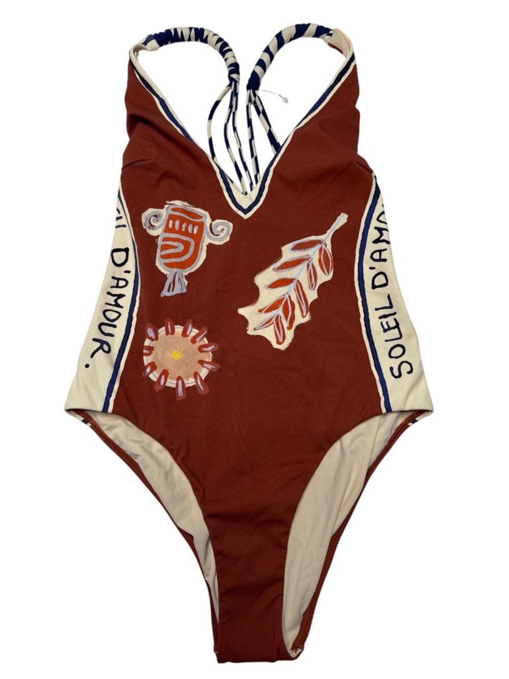 NWT Alémais Soleil D'Amour V Neck One Piece Swimsuit Rust Size Small - Picture 5 of 13